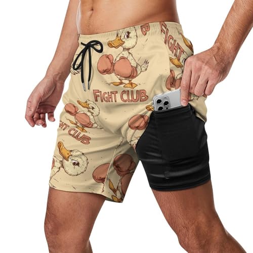 Duck with Boxing Gloves Mens Swim Trunks with Quick-Drying Lining Beach Shorts for Outdoor Sports2