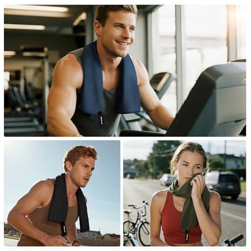 Mikrofaser Handtuch 3er Set (30*50cm): Schnelltrocknend & Kompakte Microfaser Sporthandtuch, für Reisehandtuch, Badetuch, Fitness, Strandtuch und Sport Handtücher (Marineblau, Schwarz, Armeegrün)