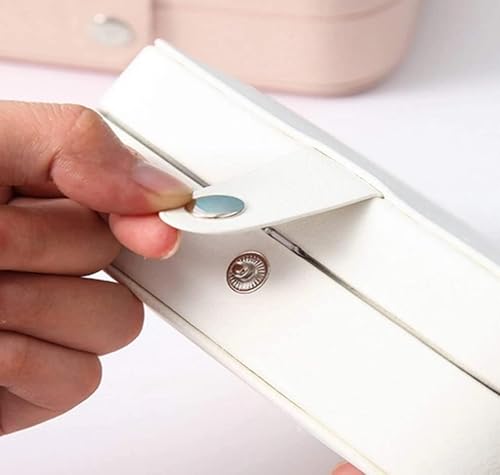 Amarme - Porta Joias Portátil em Couro com Botão | Organizador Premium para Anéis, Brincos, Colares