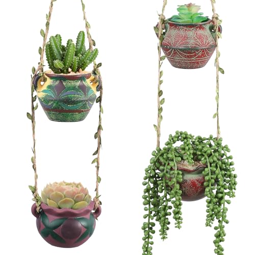 Yuccasly 4 Piece Boho Ceramic Planter