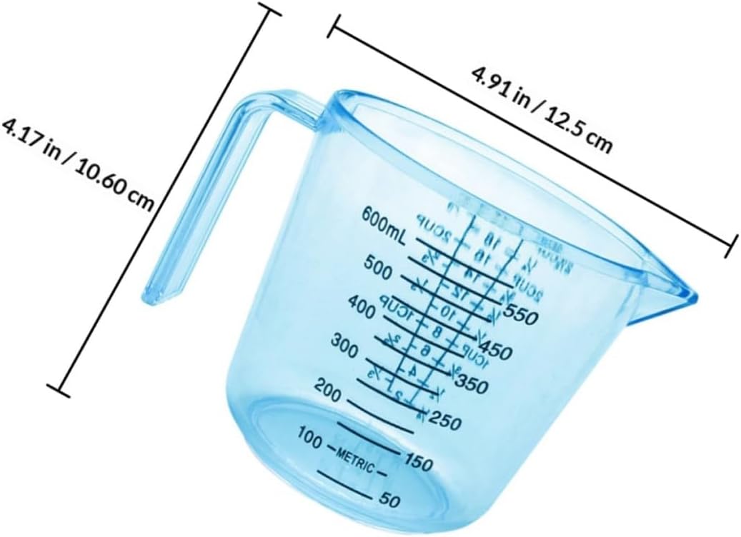 Mobestech Measuring Cups Set 3Pcs 600Ml Plastic Baking Cups with Scale for Kitchen Liquid and Milk Measuring Multifunctional Cooking Tool