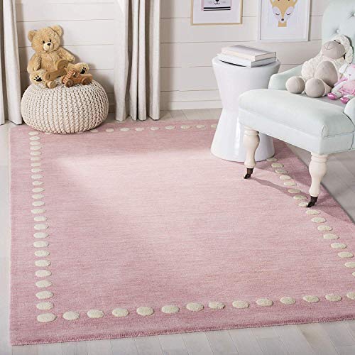 Image of Handmade Hi and Low Pile Wool Carpet for Living Room-Bedroom & Hall with 1.00 inch Thickness | Pink | 3 x 5 Feet