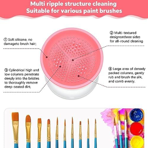 Wernfale Electric Brush Cleaner Rinse Cup Cleaning Tool for Acrylic, White & Pink - Image 3
