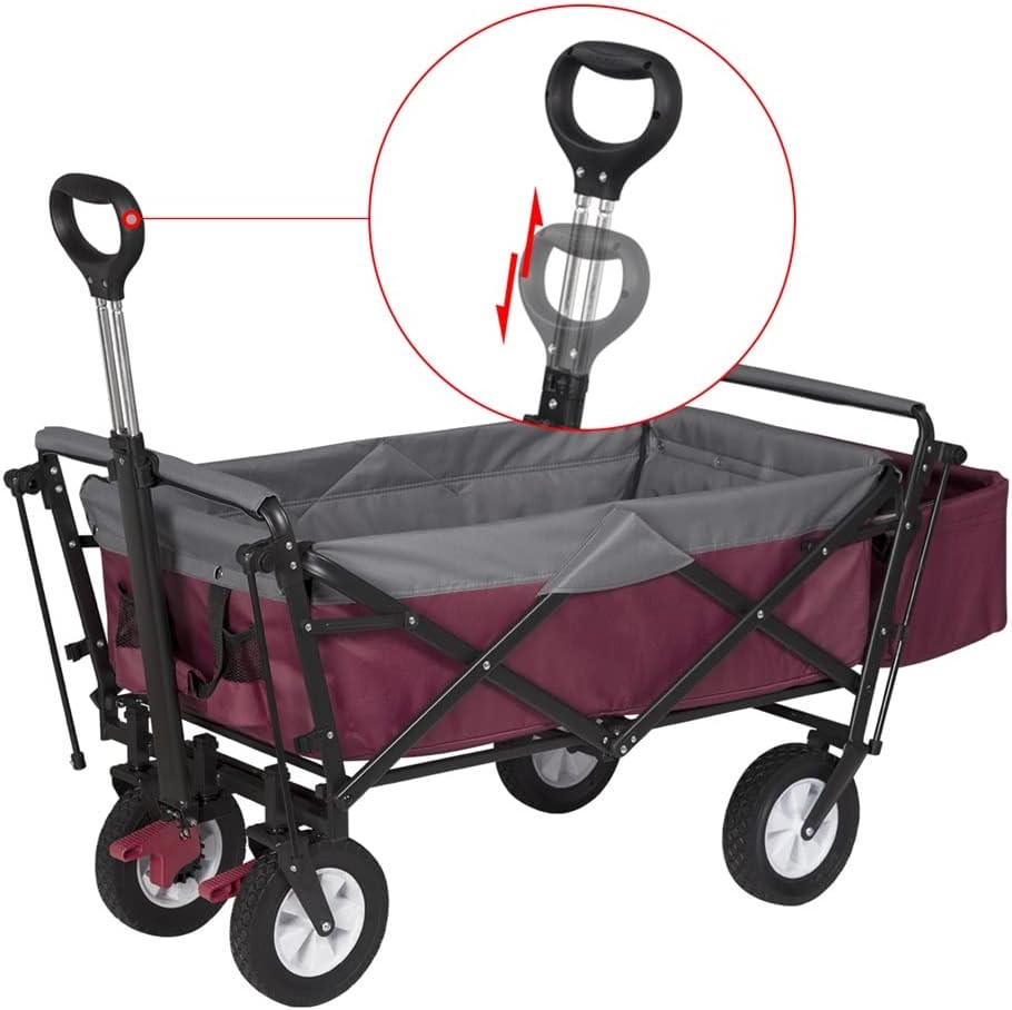 Folding Garden Trolley Cart with Roof Wheels Brake Transport Metal Steel for Sun Protection Camping