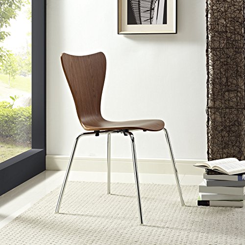 Modway Ernie Mid-Century Modern Wood Stacking Kitchen And Dining Room Chair In Walnut #TOP1
