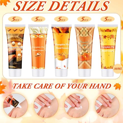 Image of Loopeer 25 Pcs Fall Pumpkin Hand Lotion Bulk Thanksgiving Gifts for Women | Pumpkin Scent Hand Cream Moisturizing Travel Size 30ml Fall Gifts for Women Chapped Hands Thanksgiving Autumn Party Supplies