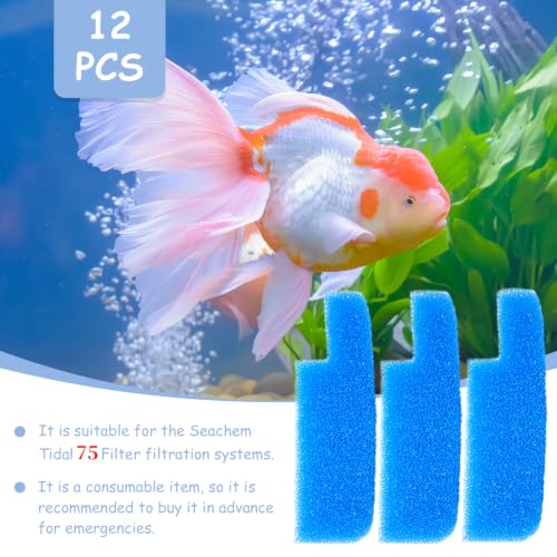 Image of SHIGATSU 12 Pack Replacement Filter Sponge Foam for Seachem Tidal 75 Filter