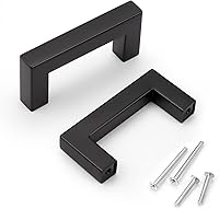 Vista 32 de KNOBWELL Paquete de 20 manijas cuadradas de gabinete de cocina de 5 pulgadas, tiradores de armario negro mate de 5.039 in, pomos de cajón de tocador