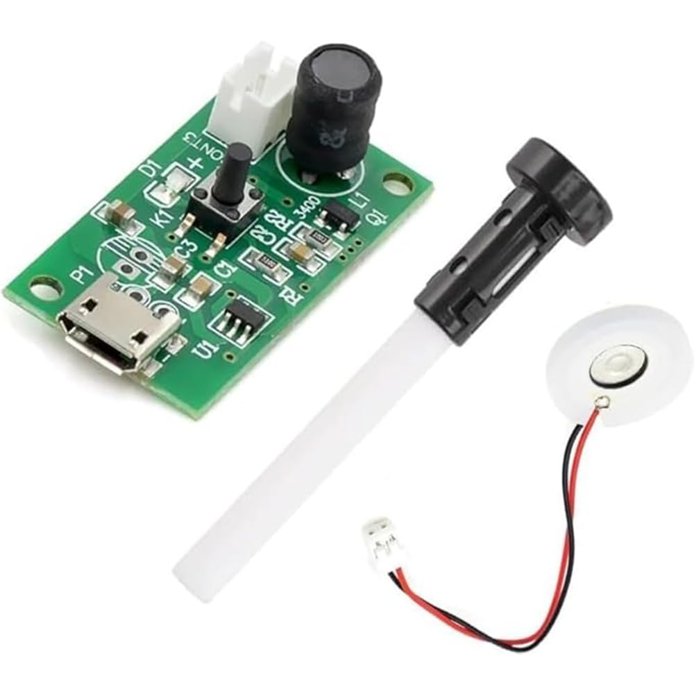 hexonix usb ultrasonic mist maker diy kit – mini air humidifier with piezoelectric fogger disc for moisture atomization, aroma diffuser, and electronic diy projects