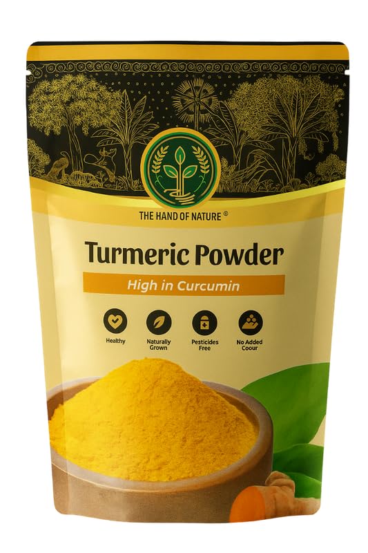 Image of THE HAND OF NATURE GI Tagged Waigaon Turmeric Powder 200g x 1 | High Curcumin Natural Haldi | Pesticide & Chemical Free | Lab-Tested for Purity | Farm Grown Turmeric | Rich in Natural oil