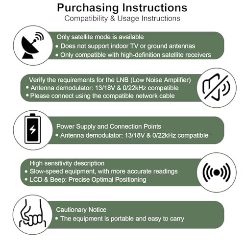 Sat-Finder Satellite Finder with Level & Pointer Display Measuring Device with Signal Sound HD Digital TV Signal Meter for Setting Satellite Dish for Sky Freesat Hotbird Adjustment of Antennas - Image 5