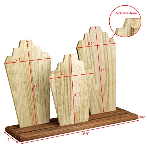Mooca Wooden Multiple Necklace Holder And Jewelry Display Stand For Selling: Versatile And Lightweight With Removable Displays - Ideal For Vendors, Trade Shows, And Boutiques, Oak Color #TOP1