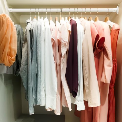 50-80cm Extendable Wardrobe Rail, Stainless Steel Adjustable Clothes Rail Pole with End Sockets,Wardrobe Pole and Fittings, Clothes Hanging Rail, White - Image 6