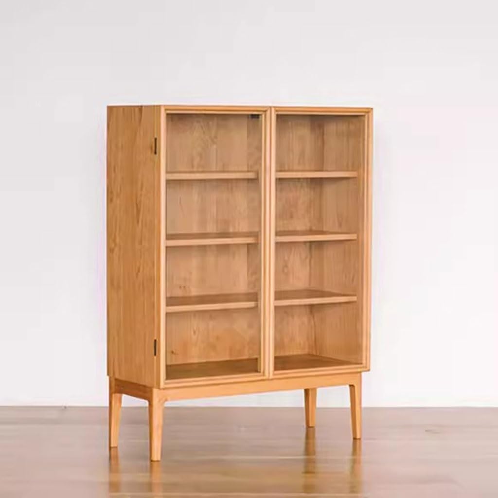 Sideboard Cabinet Simple Solid Wood Dining Sideboard Home Living Room Display Cabinet Glass Storage Cabinet Cupboard Sideboard Cabinet with Drawers
