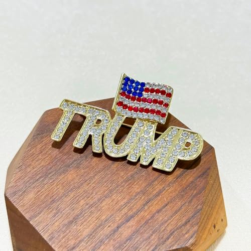 Image of 3pcs Trump Pin with USA Flag, Crystal Trump Make America Great Again MAGA Lapel Brooch in Multiple Designs Memorabilia Gift Support for 2026 Midterm Election