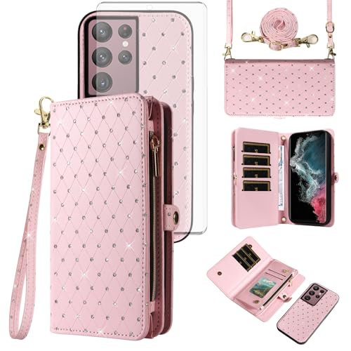 Coque Samsung S22 Ultra 5G Asuwish avec fermeture éclair et protège-écran