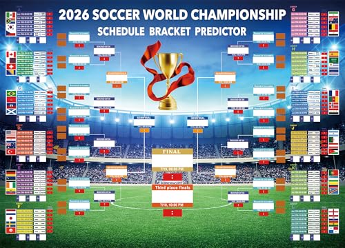 Lukufut 2026 World Cup Wall Chart 35.5x23.6 - Bracket Predictor Chart with All Group Matches (A-L) Through Final- EDT Times Party Decor Sports Bar Essentials Great Soccer Fans Gifts