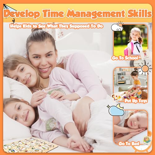 TEUVO Agenda visual para crianças 3 4 5 6 anos de idade, tabela de tarefas materiais de aprendizagem