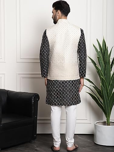 Image of SOJANYA (Since 1958 Men's Silk Blend Kurta and Pyjama with Nehru Jacket