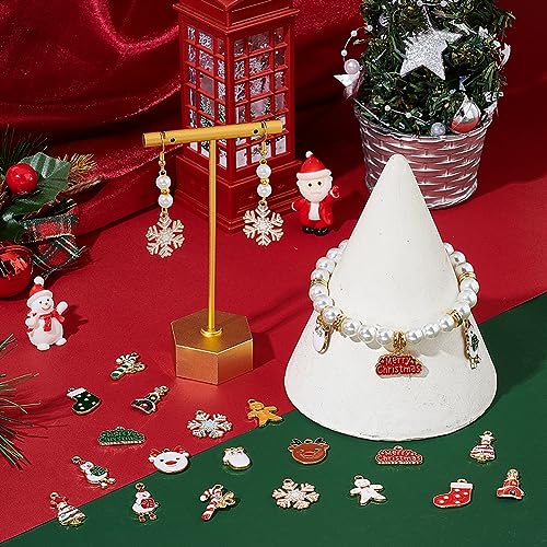 SUNNYCLUE 1 Box 40Pcs 20 Styles Christmas Charms Bulk Winter Tree Gingerbread Man Snowman Snowflake Gifts Box Enamel Rhinestone Tree for jewellery Making Charms DIY Necklace Earring Women Adults Craft - Image 4