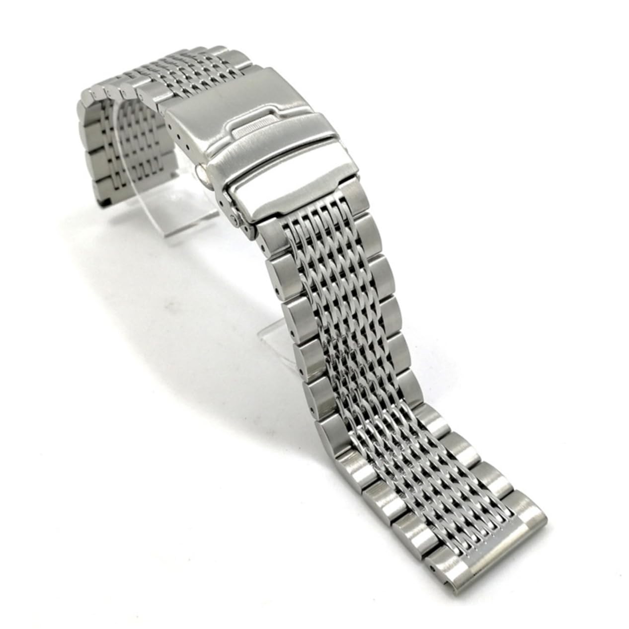 Mikikit Correa de Reloj Inoxidable de Color Plata Banda de Repuesto con Cierre Duradero Resistente y para Relojes de Hombre