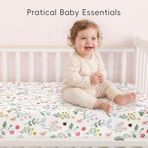 Image of david's kids 3 Pack Fitted Crib Sheets, Ultra Soft Breathable Comfortable Baby Sheet Set for Boys Girls Neutral, 28x52 Inch Fits Standard Crib and Toddler Mattresses, Garden