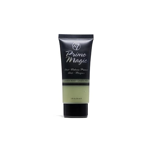 W7 Prime Magic - Imprimación facial antienrojecimiento, fórmula de imprimación facial correctora de color verde, maquillaje vegano
