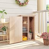 Outsunny Wooden Garden Shed, Outdoor Storage Small Shed with 2 Shelves, Sloped Roof and Bolt Latch, Compact Utility Tool Cabinet Organiser for Yard Patio Garage, 75 x 56 x 115 cm, Natural - Image 6