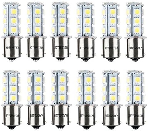 HOTSYSTEM 1156 1141 LED Light Bulbs DC12V 7506 P21W BA15S 18-5050SMD for Car RV SUV Camper Trailer Trunk Interior Reversing Backup Tail Turn Signal Corner Parking Side Marker Lights(Pack of 12,White)