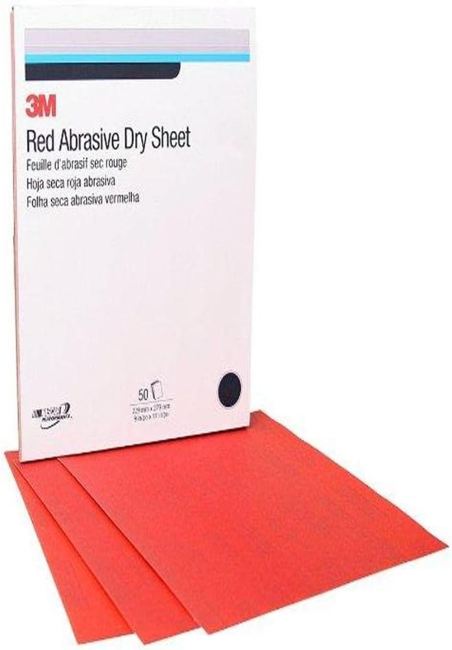 3M 01524 Red 9" x 11" P320 Grit Abrasive Dry Sheet (Pack of 5)