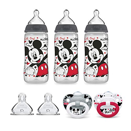 Image of NUK Disney Smooth Flow Bottle & Pacifier Newborn Set, Mickey Mouse, 0+ Months