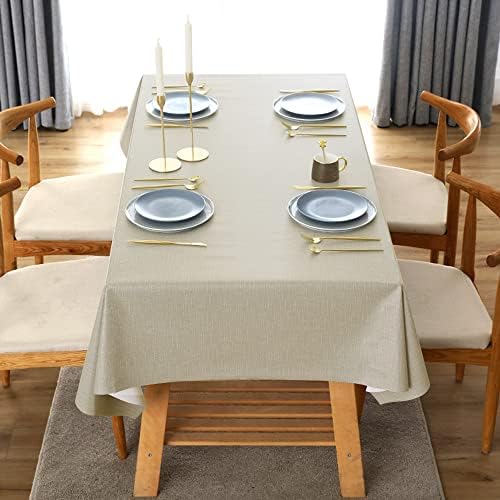 Table Cloth Wipe Clean Tablecloth PVC Plastic Table Cloth Rectangular Water Table Protector for Kitchen Tabletop Decoration Rectangular Table Runner for Dining Party 140x200CM (Light Teal)