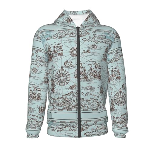 Pirate Adventure Map Kids Pullover Hoodies Boys Zip Up Sweatshirts Girls Athletic Clothes with Pocket2