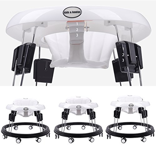 Kids&Koalas Foldable Baby Walker,Height Adjustable and Free Installation Learning Walker (white