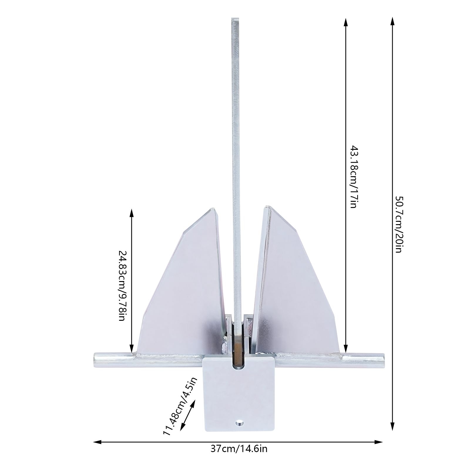 Galvanized Steel Boat Anchor Kit, 13LBS Boat Anchor W/1/3 6.6FT Galvanized Steel Chain, 8/17