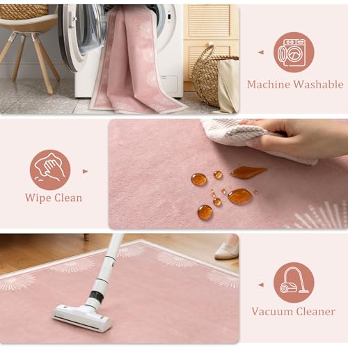 Tapete decorativo Hedlive 5x7 rosa ultrafino lavable miniatura 5