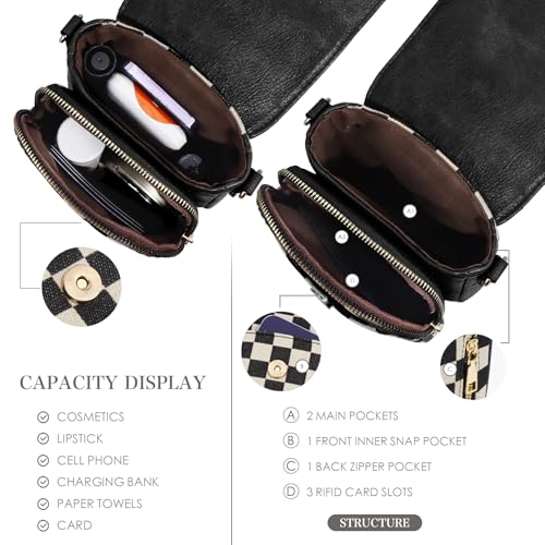 Image of Sling Bag Crossbody Bags For Women Plaid Striped Fanny Packs Chest Bag for Work Shopping