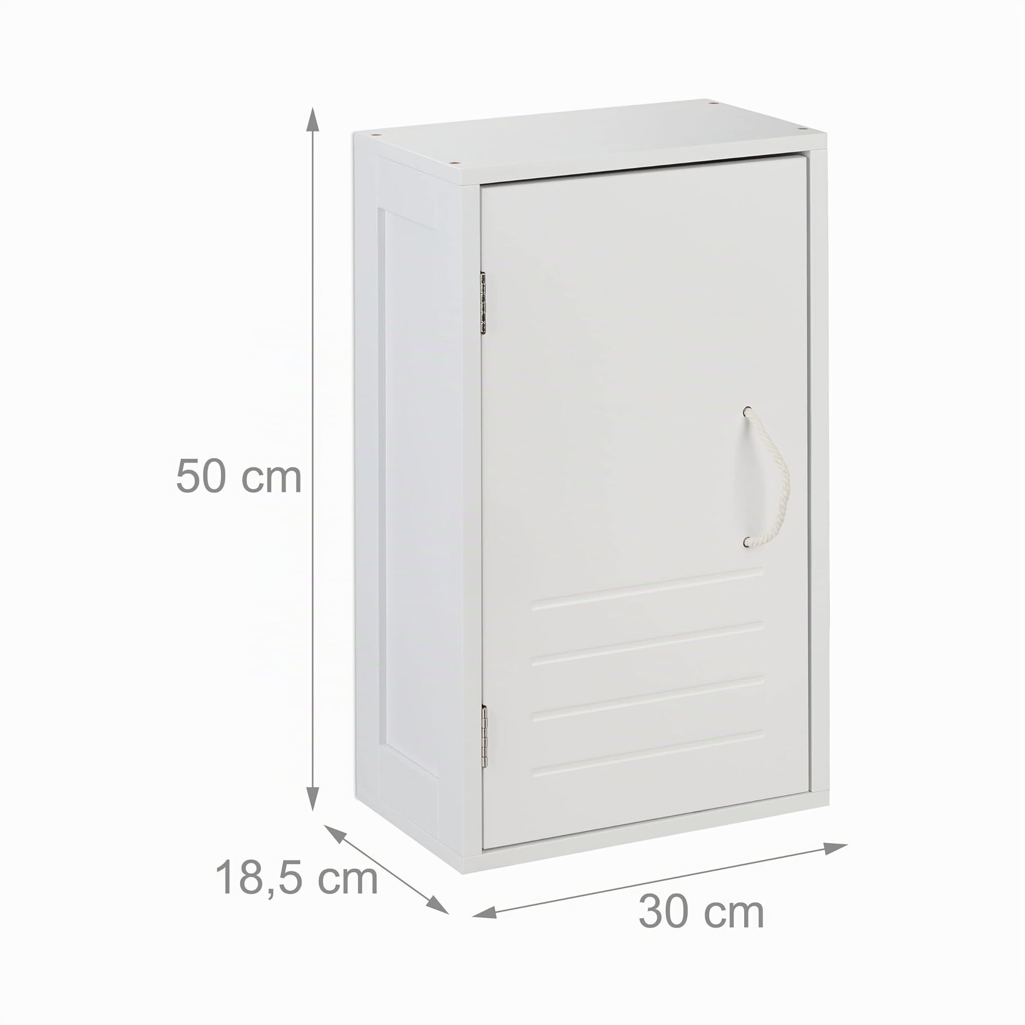 Relaxdays Mueble de Baño para Pared, Balda Ajustable, Cierre Magnético, 50x30x18,5 cm, Armario Mural Compacto, Blanco