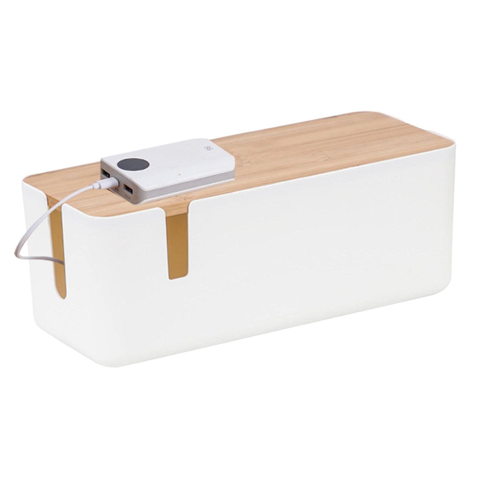 Goowafur White Cable Management Box Cable Tidy Box With Multiple Openings | Cord Organizer Box And Conceal Power Strips And Electrical Cords From Tvs, Computers, And Desks