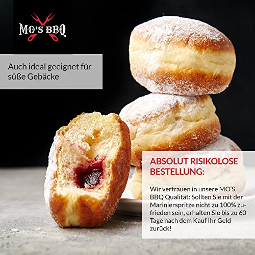 MO’S BBQ Fleischspritze Marinadenspritze aus Edelstahl - (50ml) - BBQ Spritze für Fleisch - Grill Marinierspritze inkl. Fleischkrallen für Pulled Pork