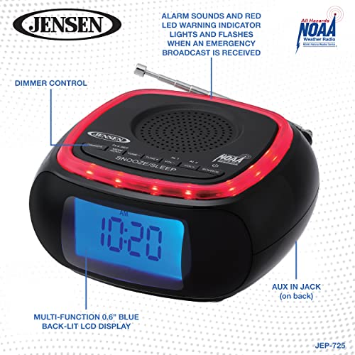 image for JENSEN JEP-725 Digital AM/FM Weather Band Alarm Clock Radio with NOAA 