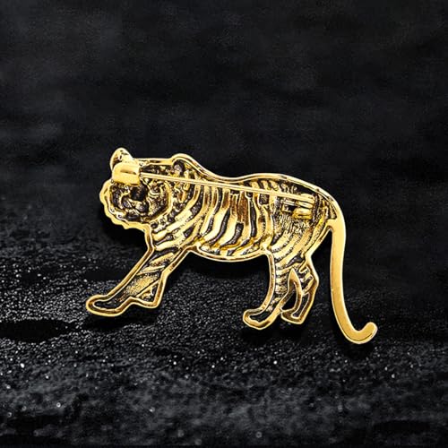 Image of Vintage Tiger Brooch Pin Gold Silver Animal Tiger Brooch Lapel Pins Domineering Cool Brooch Charm Lion Coat Collar Brooch Clothing Hat Bag Suit Party Clothing Jewelry Accessories for Women and Men