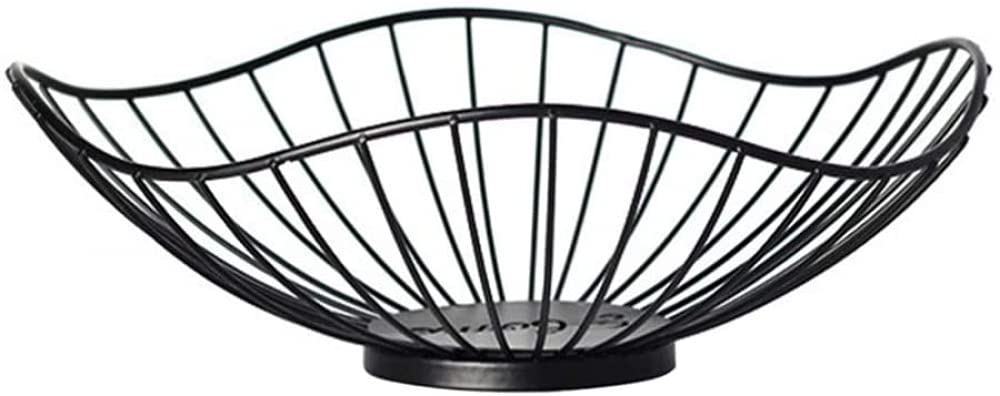 Cnfhfry Black Fruit Bowl， Iron Vegetable Fruit Bowl Dish Washing Storage Basket Bread Snack Plate Holder For Kitchen Counter Cabinet
