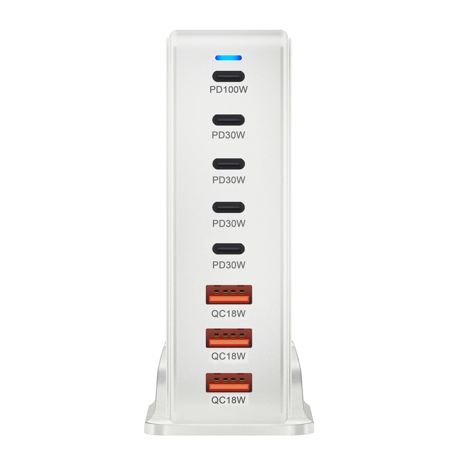 Caricatore con Connettore USB C Stazione di Carica con 8 Porte USB Multiple | Caricatore 268W USB C PD Per L'Uso In Casa, In Ufficio, In Viaggio, Per Telefoni, Tablet, Laptop E Altri Dispositivi E