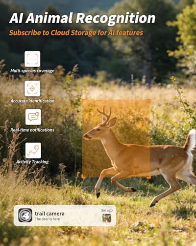 Loatos Trail Camera, Cellular Trail Camera with AI Animal Detection, Game Camera Built-in SIM Card 4G Unlimited Data Plan 2K Live View Game Cameras with Night Vision Motion Activated Waterproof IP66 — view 3