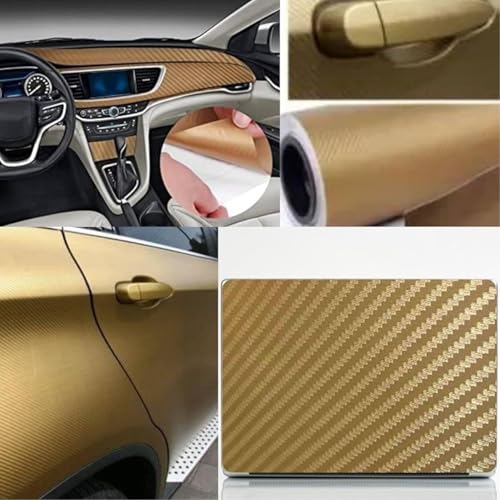 Image of WALLMATE Carbon & Matellic Wrap Sheet Roll Film Sticker Decal Waterproof Car Styling Wrap Auto Vehicle Accessories (12x56 Inch, 3D Gold Carbon)