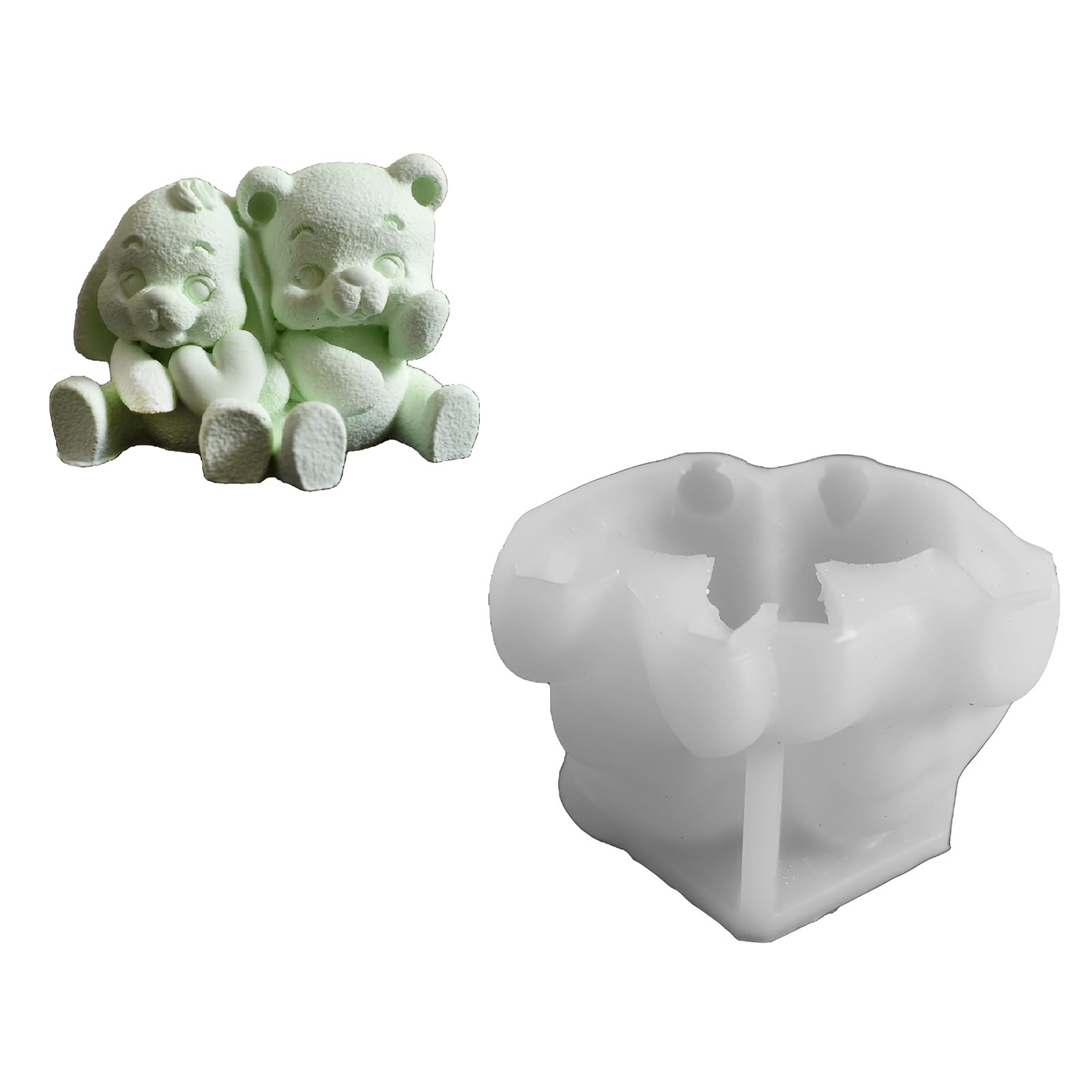 LUCKGONI Detailed Carving Silicone Animal Candle Mould for Bear and Rabbits Shape for Craft Enthusiasts