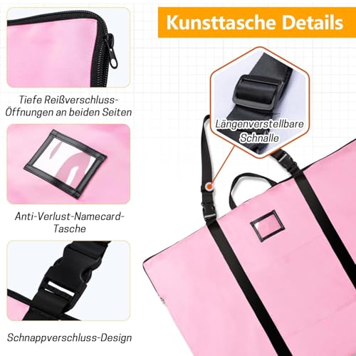 GNEGNI LIFE Leichte Künstler Portfolio Tasche,61 x 91,4 cm Zeichenmappe mit Tragegriff und Abnehmbarem Schultergurt, Weich Malmappen für Kunstwerke, für A1/A2 gerahmte Leinwände