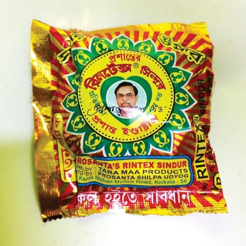 Bengali Sindoor Powder Red Kolkata 10 Packets – Natural Sindur Powder for Women – Smudge Proof, Allergy-Free, Long Lasting Floral Pigments Kumkum, Easy to Use & Remove, Pure Bengal Made