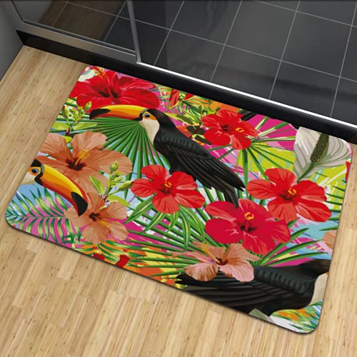 Door Rug Exotic Composition From Tropical Bird Toucan Leaves And Hibiscus Flowers Seamless Pattern C Outdoor Front Door Mat Bathroom Mat Rubber Foldable Anti-Slip Door Mat 16X24Inchs Ljn #TOP3